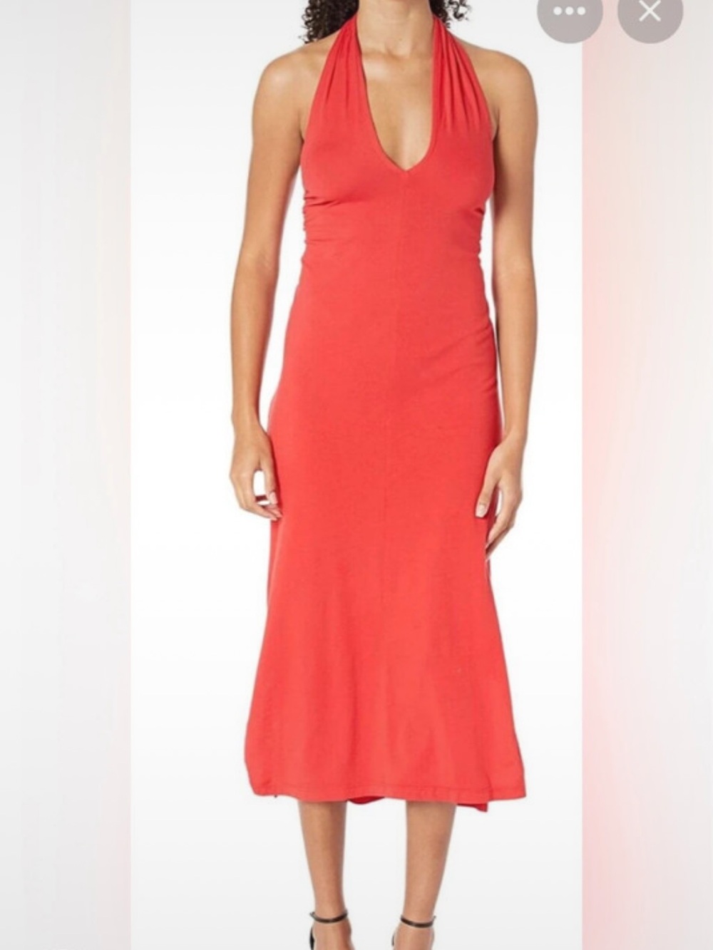 Michael Stars Halter Midi Dress in Coral Red